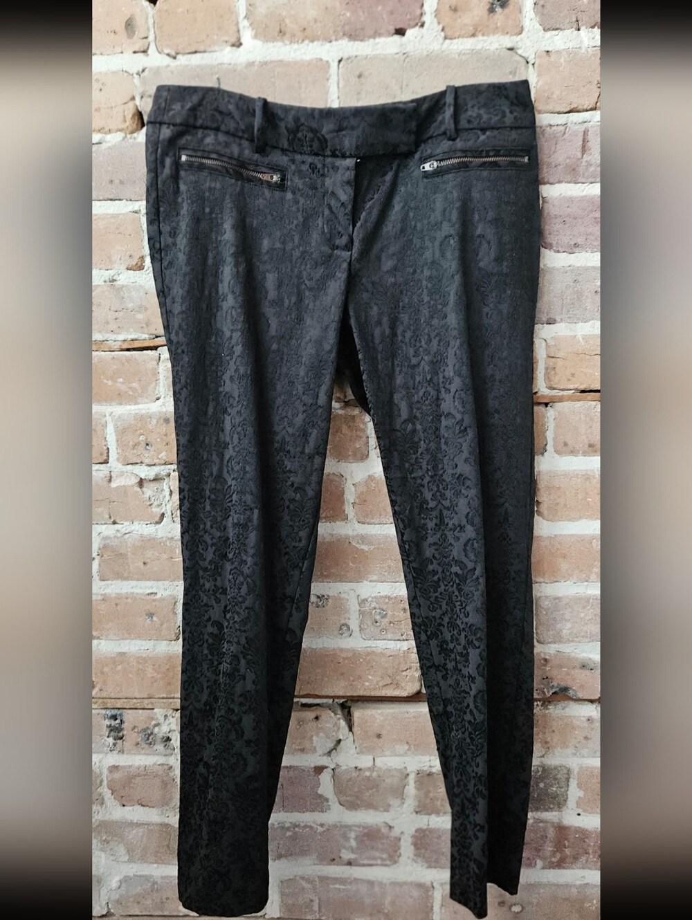 Massimo Black Jacquard Slim Crop Pants  Size 10